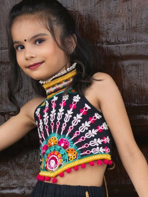 Halemons Attractive Aari Embroidered Black Chaniya Choli Set For Girls - Distacart