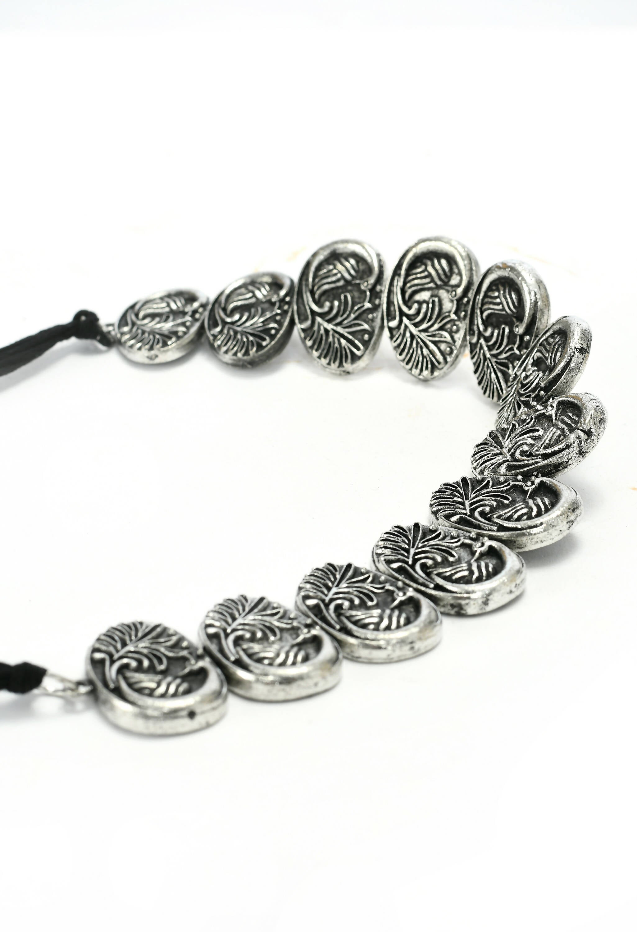 Mominos Fashion Johar Kamal Oxidised Silver-Plated Brass Finish Choker For Women - Distacart