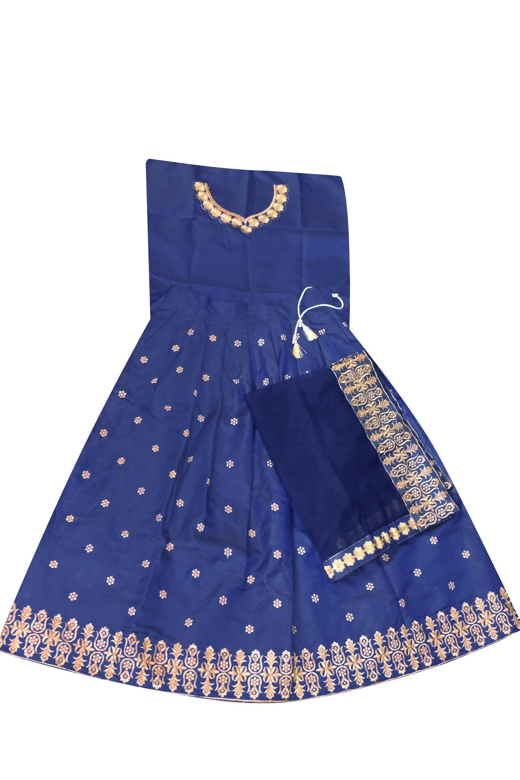 Dwiden Royal Blue Queen Tafetta Sattin Semi-Stitched Girl's Lehenga Choli - Distacart