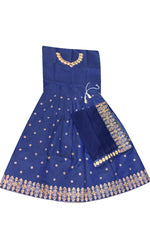 Thumbnail for Dwiden Royal Blue Queen Tafetta Sattin Semi-Stitched Girl's Lehenga Choli - Distacart
