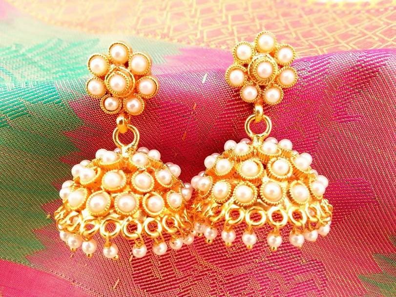 White Kemp Jhumkas