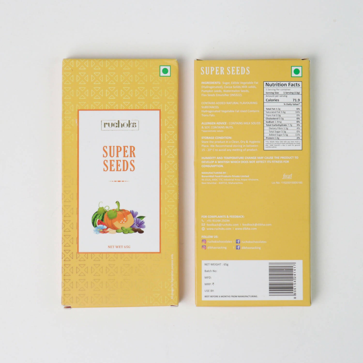 Dibha Ruchoks - Super Seeds Chocolate Bar - Distacart