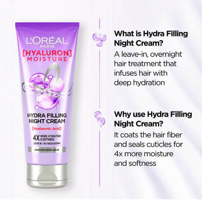 L'Oreal Paris Hyaluron Moisture Hydra Filling Night Cream Hair - Distacart