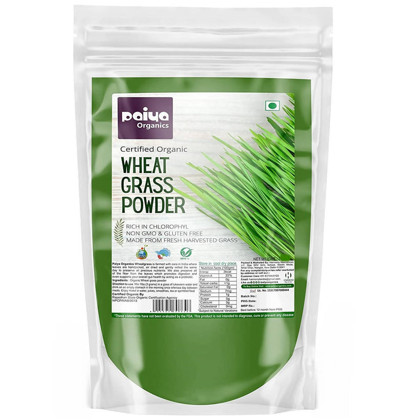 Paiya Organics Certified Organic Wheat Grass Powder - Distacart