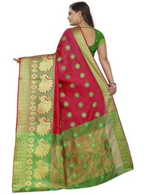 Vamika Banarasi Cotton Silk Red Weaving Saree