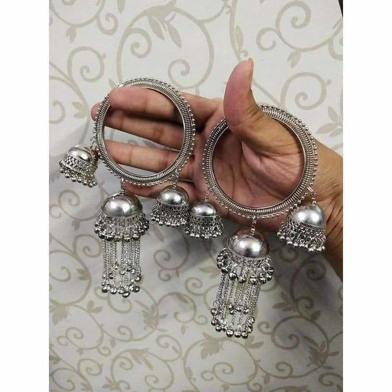 Stylish And Trendy Silver Jhumka Hanging Bangles