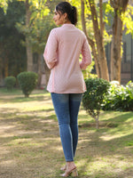 Thumbnail for Juniper Women's Pink Cotton Solid With Embroidered Straight Tunic - Distacart