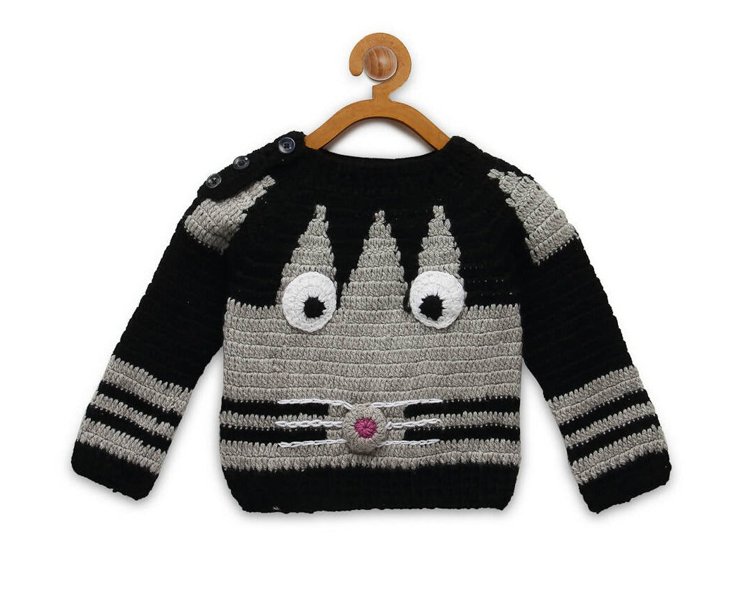 Chutput Kids Grey Coloured Solid Pullover For Baby Boys with Mouse Cartoon - Distacart