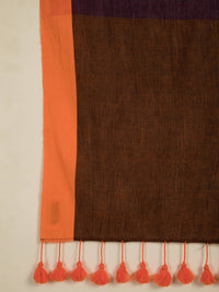 Thumbnail for Suta Purple Orange Colourblocked Pure Cotton Saree - Distacart