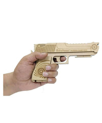 Thumbnail for Kraftsman Semi-Automatic Wooden Rubber Band Shooting Gun Toys for Kids & Adults with Target | 5 Rapid Fire Shots (Beige) - Distacart