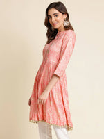 Thumbnail for Peach Chiffon Paisley Printed Top - Himanshi - Distacart