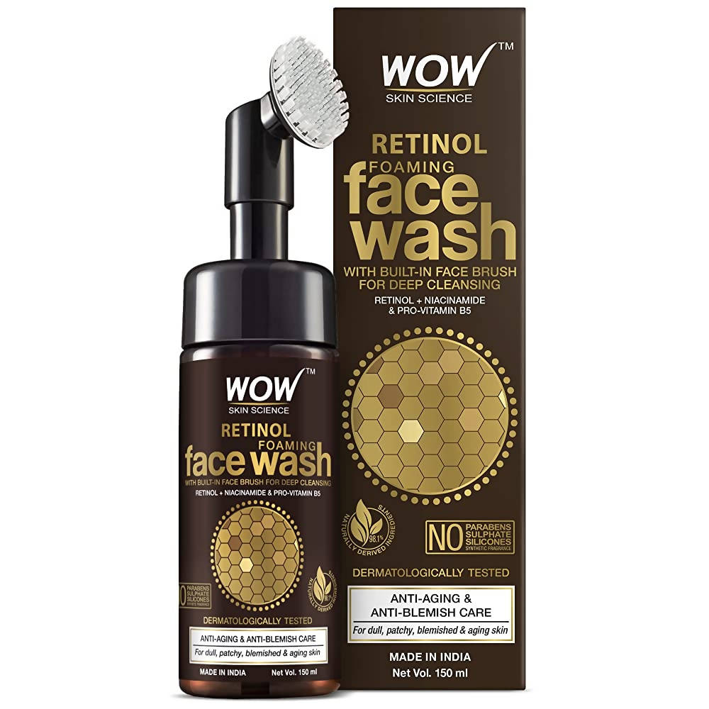 Wow Skin Science Retinol Foaming Face Wash With Built-In Brush - Distacart