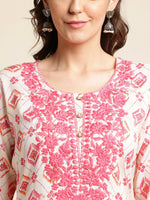 Thumbnail for Pink Poly Rayon Aztec Printed Straight Fit Kurta - Prasuti - Distacart