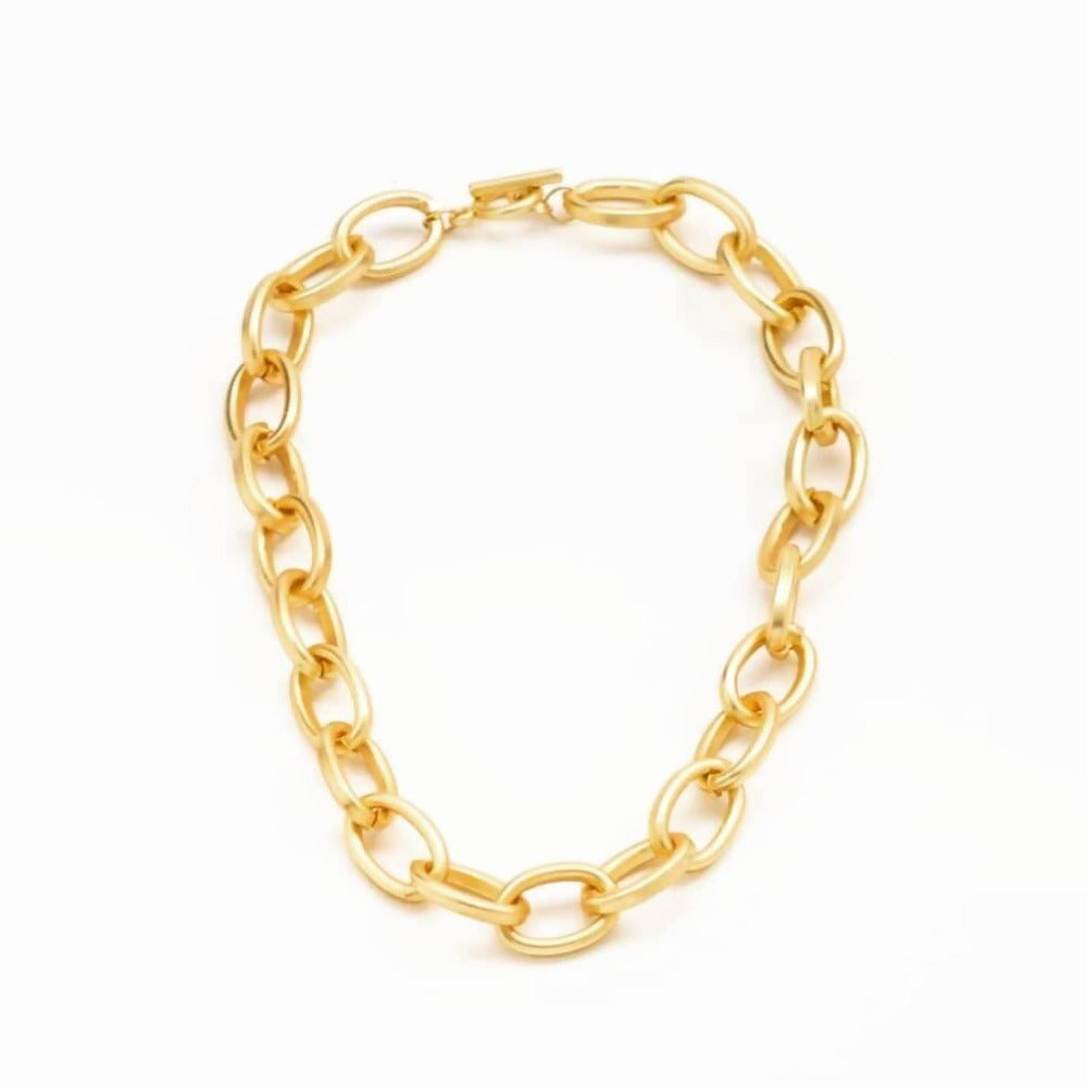 Matt Gold Metal Chain Necklace