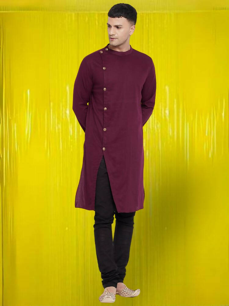 Even Apparels Pure Cotton Maroon Asymetrical Kurta - Maroon - Distacart