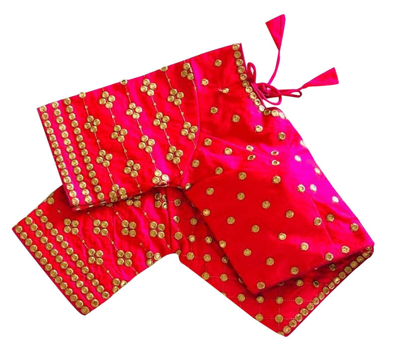 Vamika Pink Banglori Silk Embroidery Blouse - Distacart