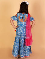 Thumbnail for Lil Drama Girls Choli Ghaghra With Dupatta Set - Blue - Distacart