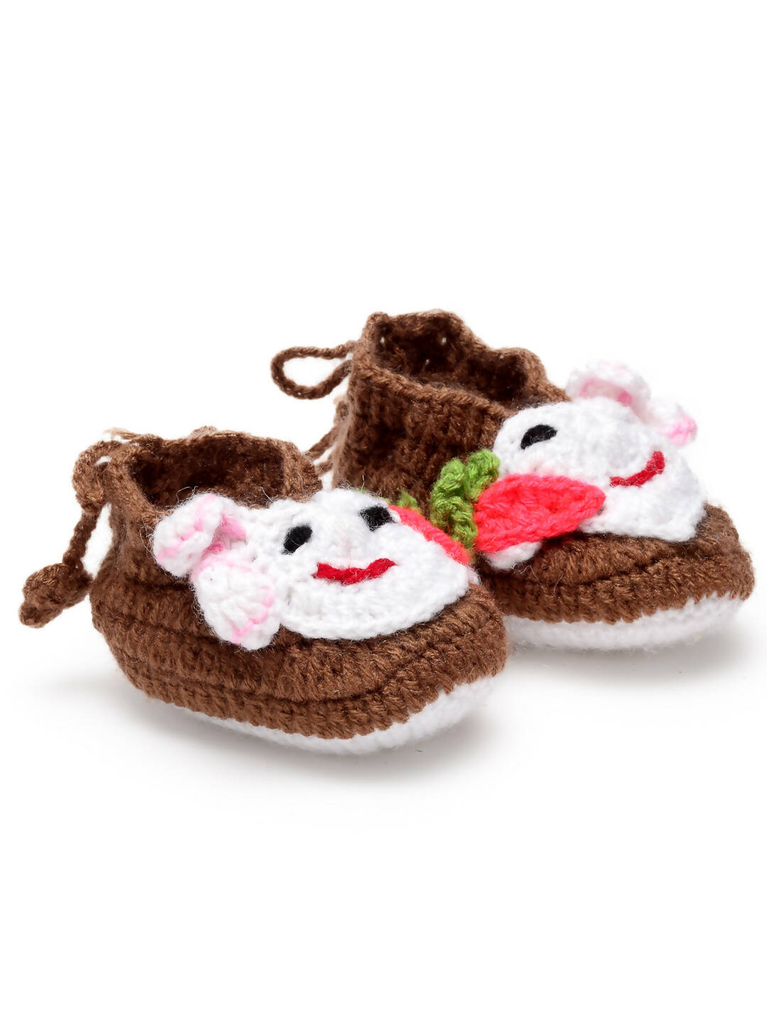 Chutput Kids Woollen Hand Knitted Self Desgin Booties - Brown - Distacart