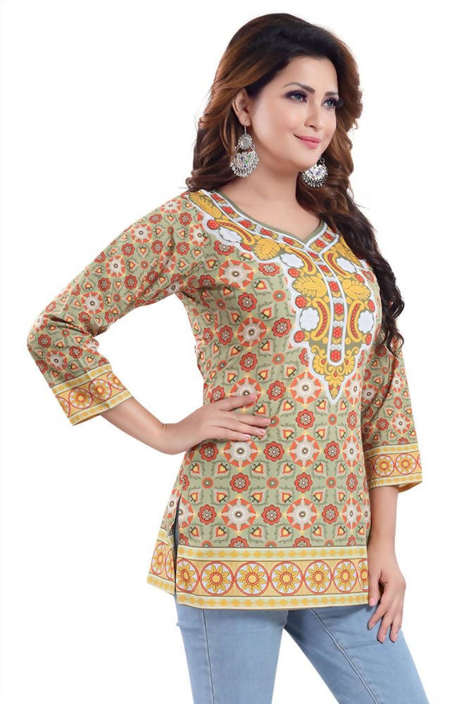 Snehal Creations Eye Catching Faux Crepe Printed Tunic Top