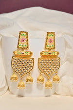 Thumbnail for Traditional Gold-Plated Meenakari Beige Jhumka Jhumki Earrings By House of Ree - Distacart