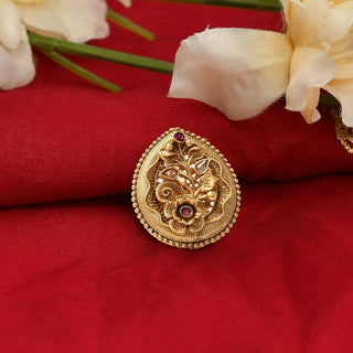 Mominos Fashion Joharkamal Gold-Plated Stone Studded Adjustable Finger Ring - Design 07 - Distacart