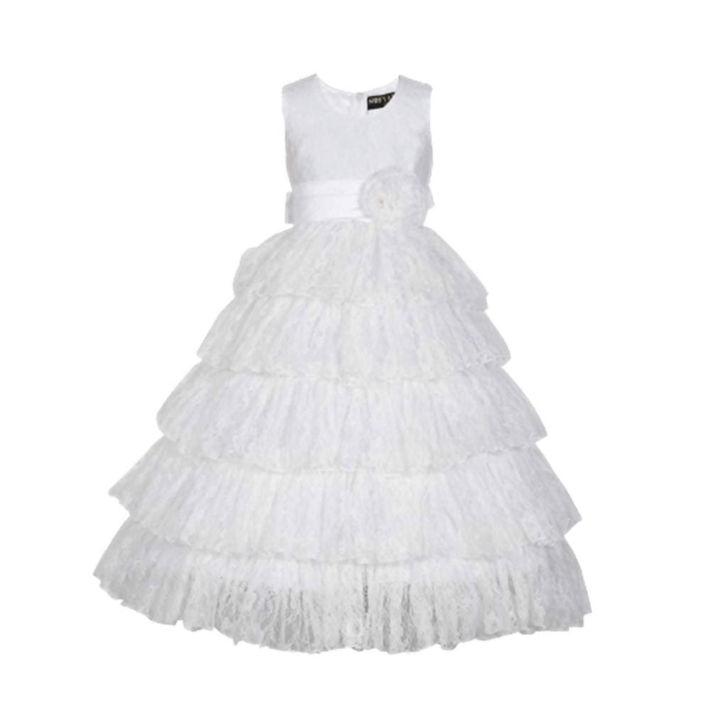 Asmaani Baby Girl's White Colour Satin A-Line Maxi Full Length Dress (AS-DRESS_22110) - Distacart