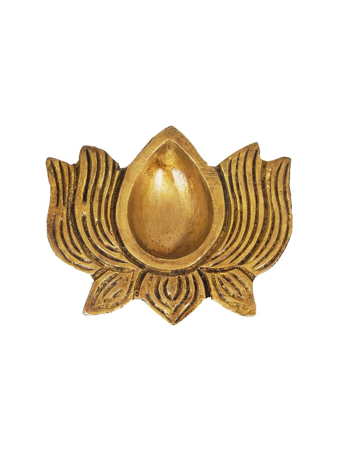 eCraftIndia Gold Toned Lotus Shaped Traditional Brass Diya - Distacart
