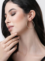 Thumbnail for NVR Women Gold-Toned Geometric Hoop Earrings - Distacart