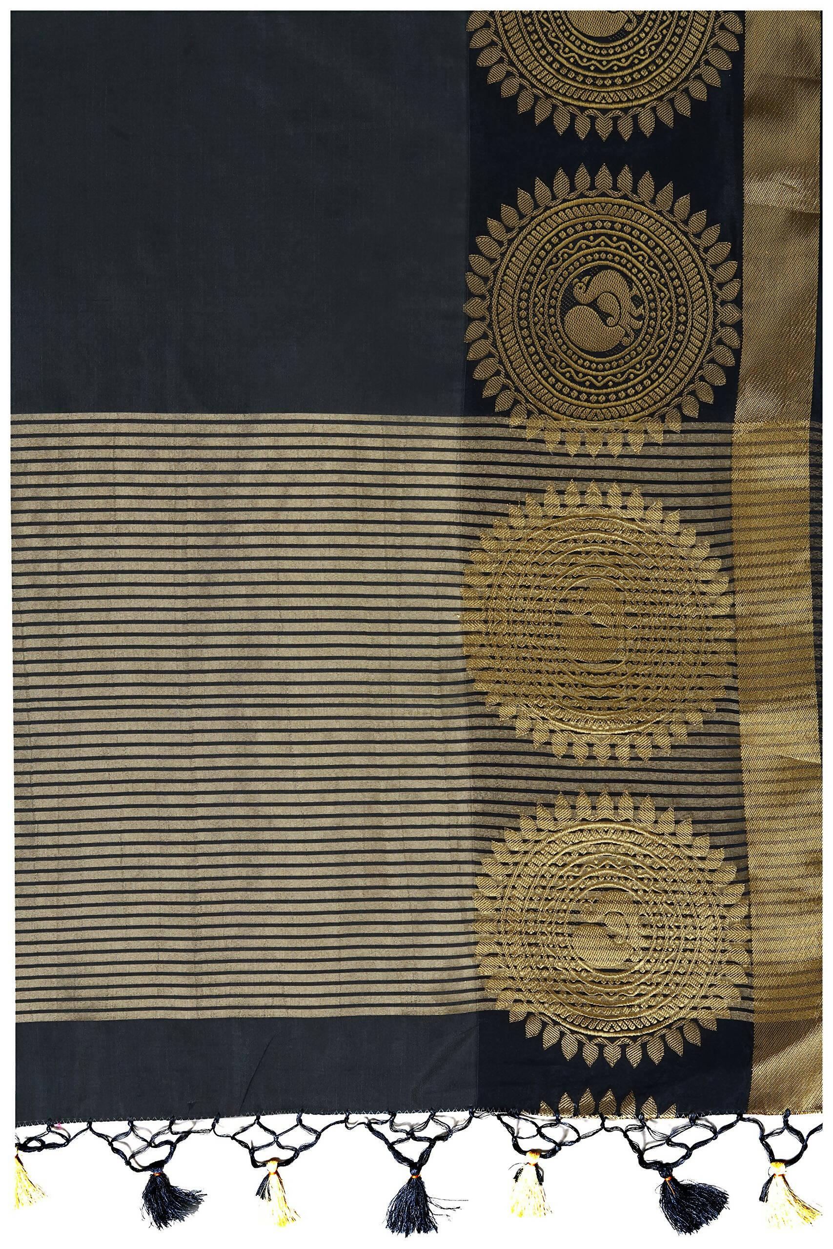 Mimosa Women's Banarasi Tussar Silk Black Saree - Distacart