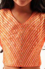 Thumbnail for Lil Drama Mehfil Orange Ghagra Choli Dupatta Set For Girls - Distacart