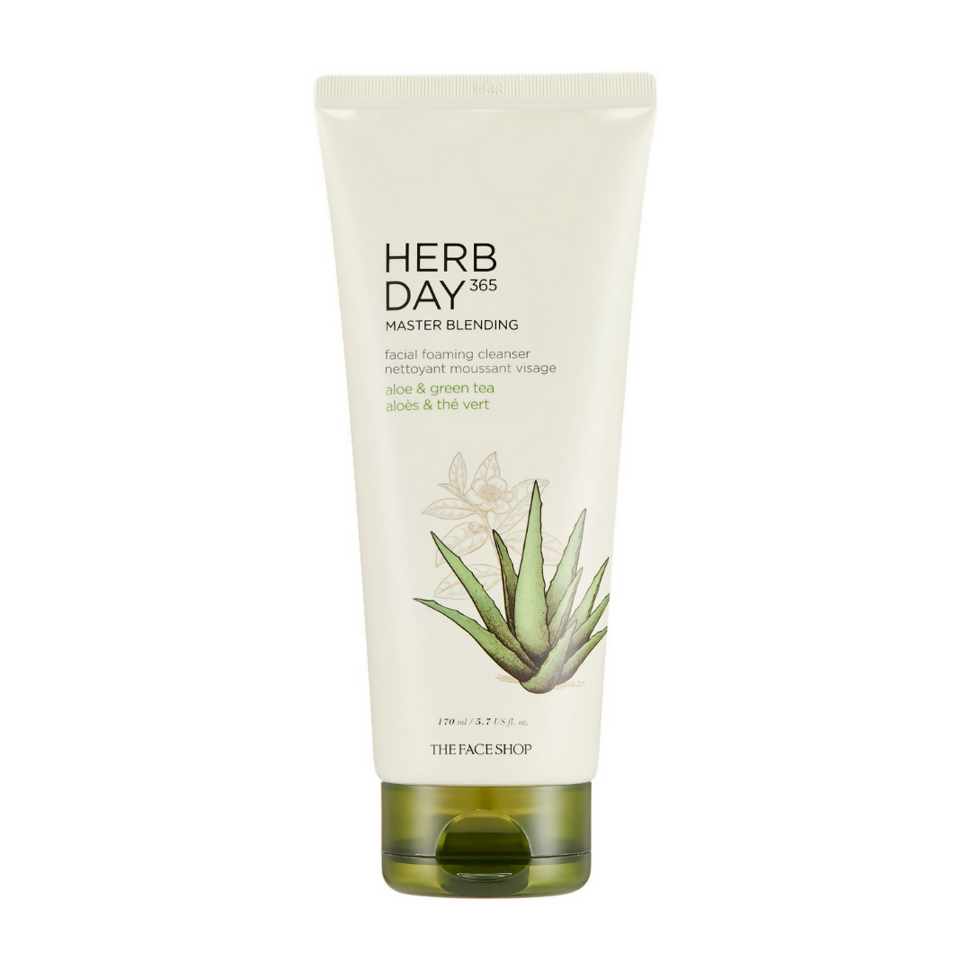 The Face Shop Herb Day 365 Master Blending Foaming Cleanser- Aloe & Green Tea - Distacart