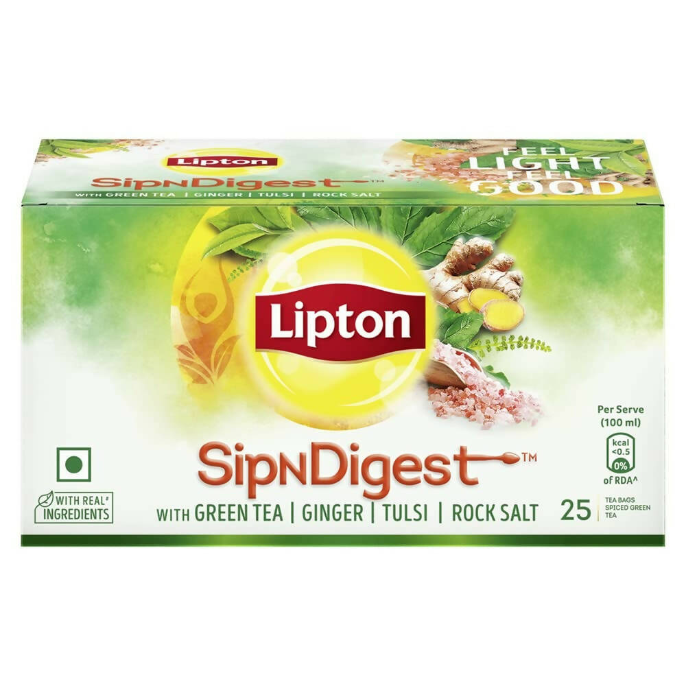 Lipton SipNDigest With Tulsi & Rock Salt Ginger Green Tea Bags - Distacart