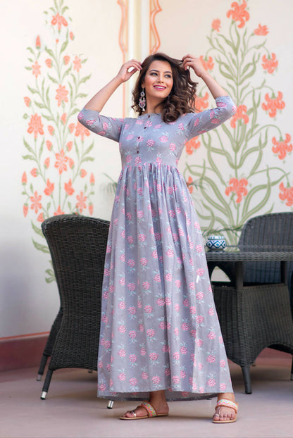 Partywear Designer Lavender Pure Maslin Gown - Anbazaar - Distacart