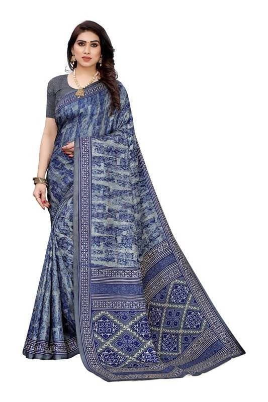 Vamika Printed Blue Crepe Silk Saree (ICE BLUE)