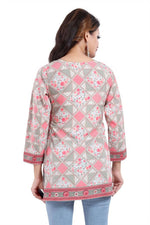 Thumbnail for Snehal Creations Precious Pink Faux Crepe Printed Short Kurti Tunic