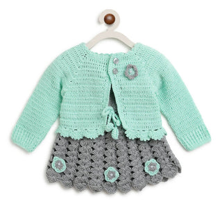 ChutPut Hand knitted Crochet Maharani Wool Dress - Green - Distacart