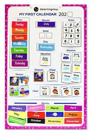 iLearnngrow Kids Home Calendar - Day, Date, Month, Weather, Season Learning Made by MDF Board (English) for 2-6 Year Kids - Distacart