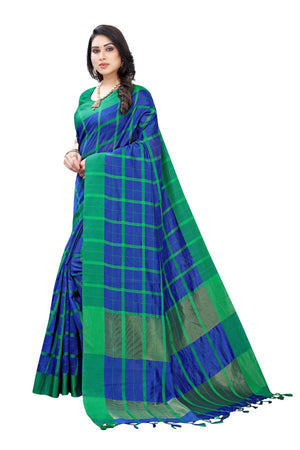Vamika Navy Cotton Silk Weaving Saree (SATURN NAVY) - Distacart