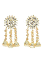 Thumbnail for Mominos Fashion Johar Kamal Golden Plated Earrings With Kundan & Pearls - Distacart