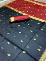 Thumbnail for DEIANA'S Beautiful Golden Jari with New Design Soft Cotton Saree - Navy Blue - Distacart