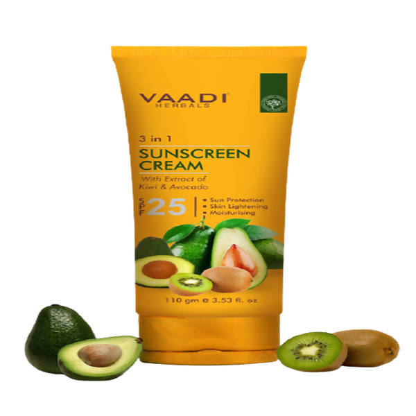 Vaadi Herbals Sunscreen Cream SPF-25 with Extracts of Kiwi and Avocado - Distacart
