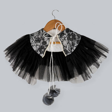 Pink Cow Fashions Black & White Shrug With Frill - Distacart