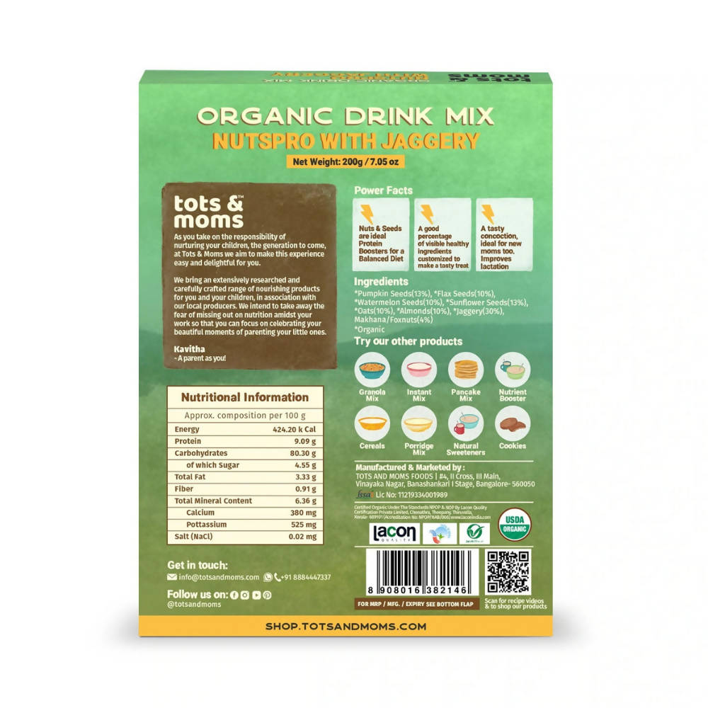 Tots and Moms Organic Nutspro with Jaggery Drink Mix - Distacart