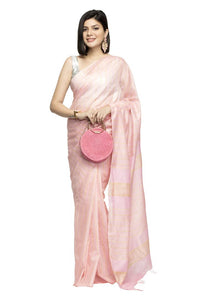 Thumbnail for Mominos Fashion Baby Pink Color Bhagalpuri Saree