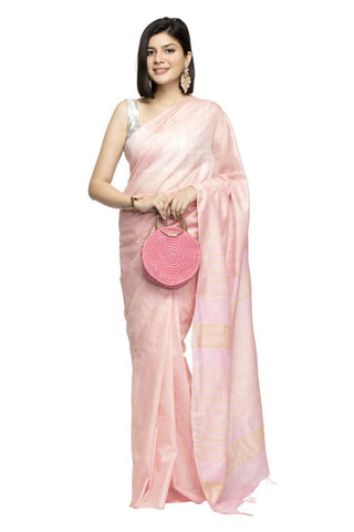 Mominos Fashion Baby Pink Color Bhagalpuri Saree