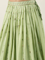 Thumbnail for House of Panchhi Pista Green Pure Georgette Embroidered Lehenga & Blouse, Dupatta - Distacart