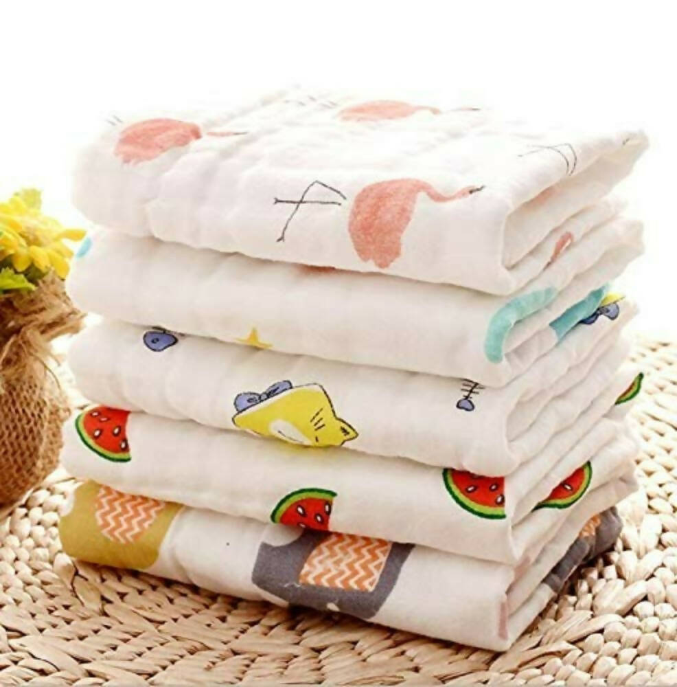 Mom Care Muslin Cotton Face Towels Set Of 5 - Distacart