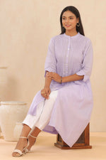 Thumbnail for Juniper Women Lilac Cambric Solid A-Line Kurta - Distacart