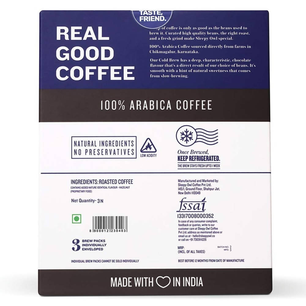 Sleepy Owl Hazelnut Cold Brew Coffee