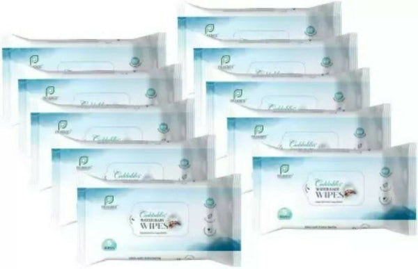 Cuddables 99% Water Baby Wipes - Natural Plant Made Cloth Wipes | 5 Pcs Wipes, Pack of 10 (50 Wipes) - Distacart